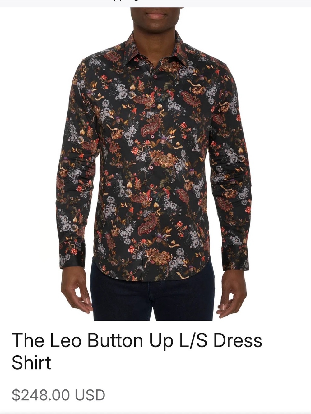 Robert Graham Black Floral Paisley Button-Up Dress Shirt